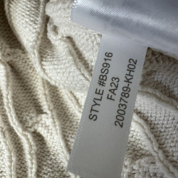 J Crew Cable Knit Sweater Vest Size L Natural Cream Preppy Cotton BS916 - Picture 8 of 9